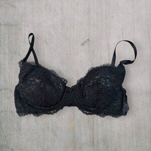 VICTORIA'S SECRET Style 3632 Black Push Up Underwire Lined Vintage 90s Bra 34B